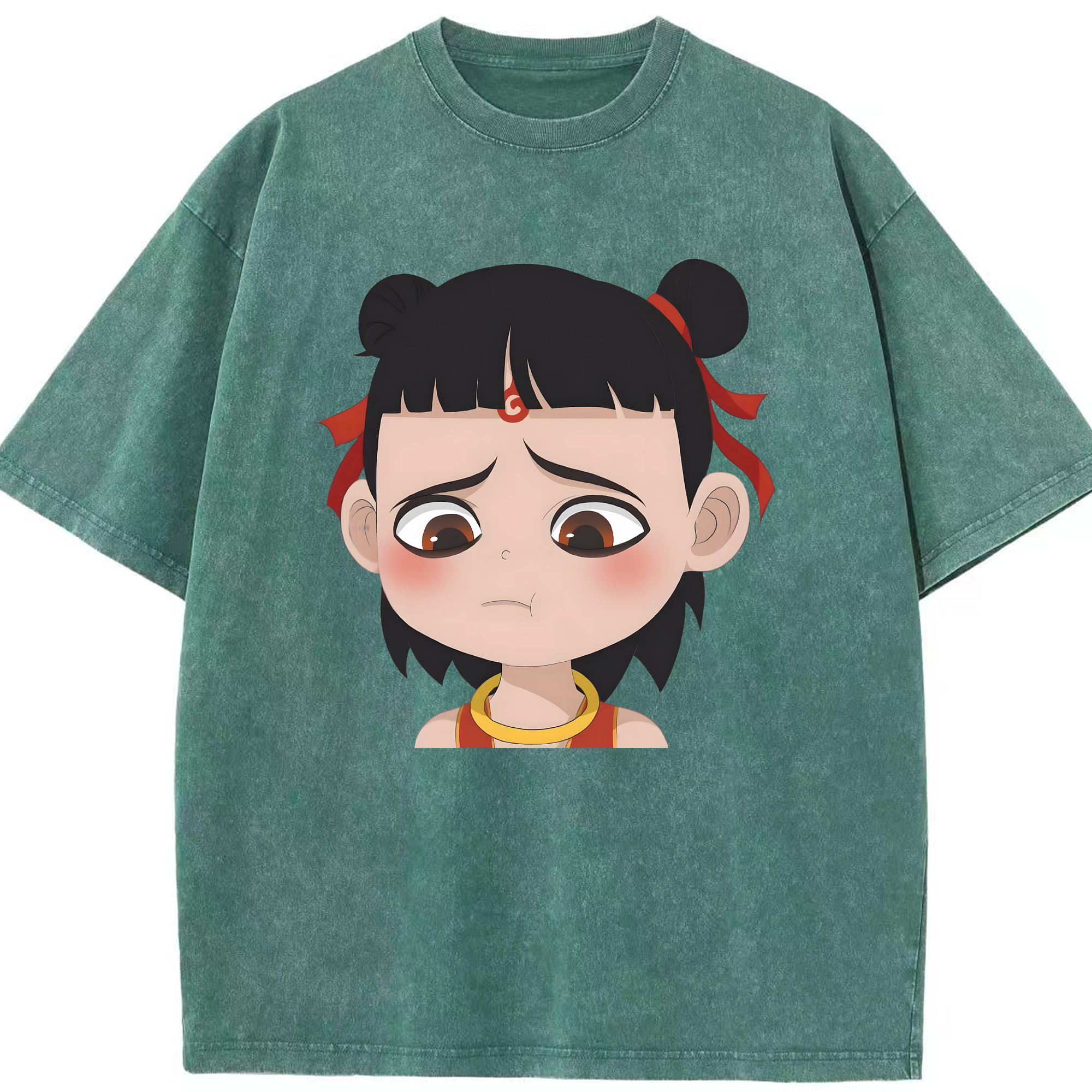 （画像用） Ne Zha 2 ナタ 魔童の大暴れ 綿100% ヴィンテージ風 半袖Tシャツ（フロントプリント）